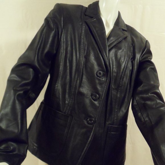 DESIGNERS LEATHER BLACK JACKET ORIGINAL FROM GERMANY NEW - Picture 2 of 2